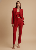 Women’s Single - Breasted Pants Suit with Longline Blazer and Straight - Leg Trousers