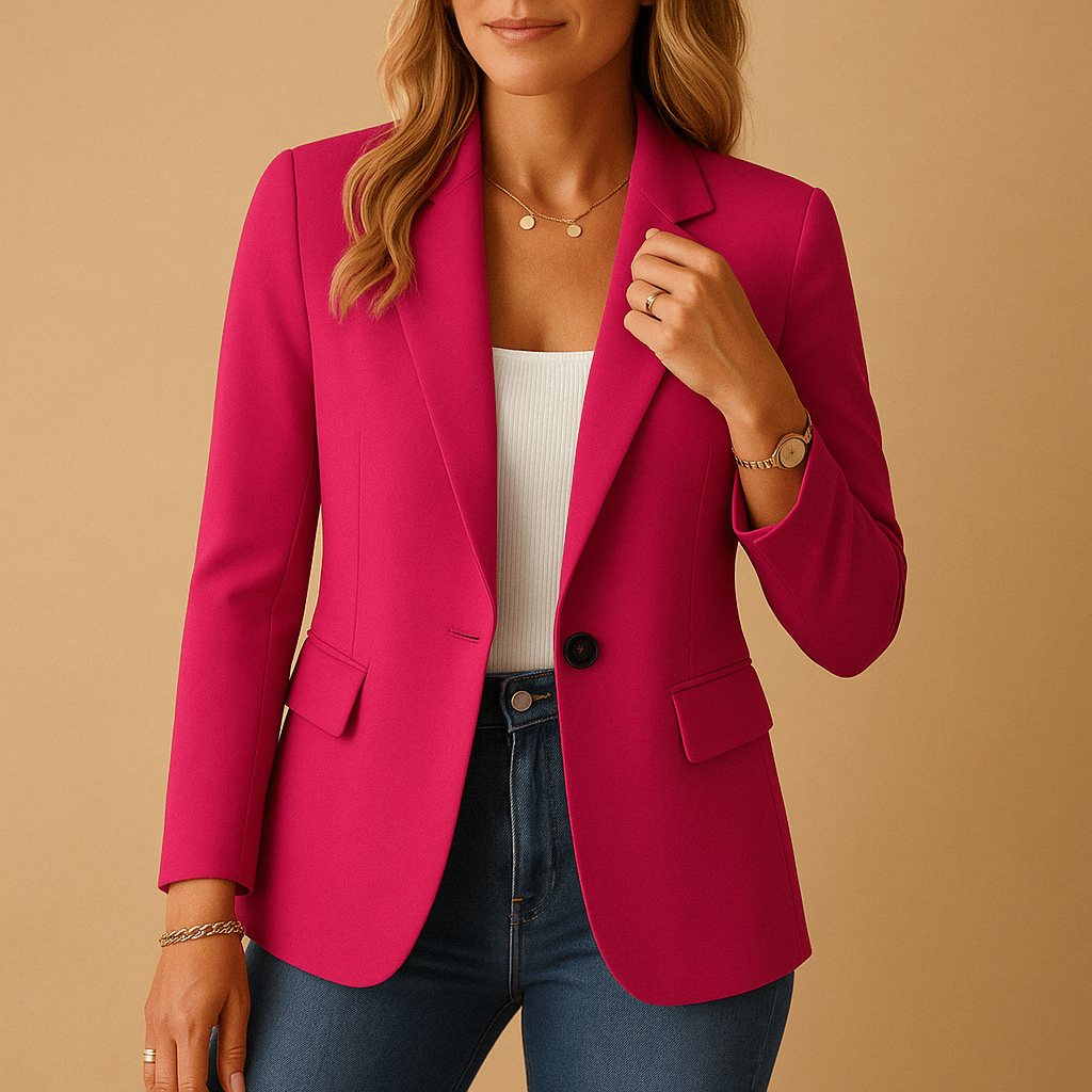 Women’s Single - Button Blazer with Notched Lapel and Long Sleeves