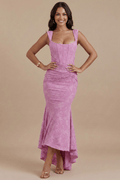 Women’s Sleeveless Asymmetric Maxi Dress with Square Neckline, Draped Waist, and High - Low Hem