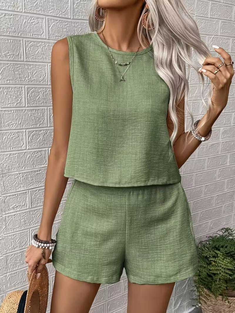 Women’s Sleeveless Top and Shorts Two - Piece Set