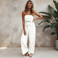 Women’s Strapless Bohemian Jumpsuit – Wide - Leg Silhouette with Tie Waist