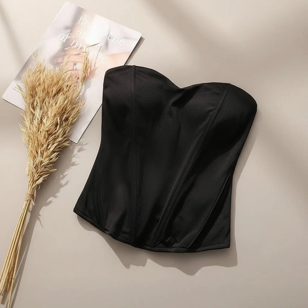 Women’s Strapless Corset Top – Structured Sweetheart Bustier for Elegant Evenings