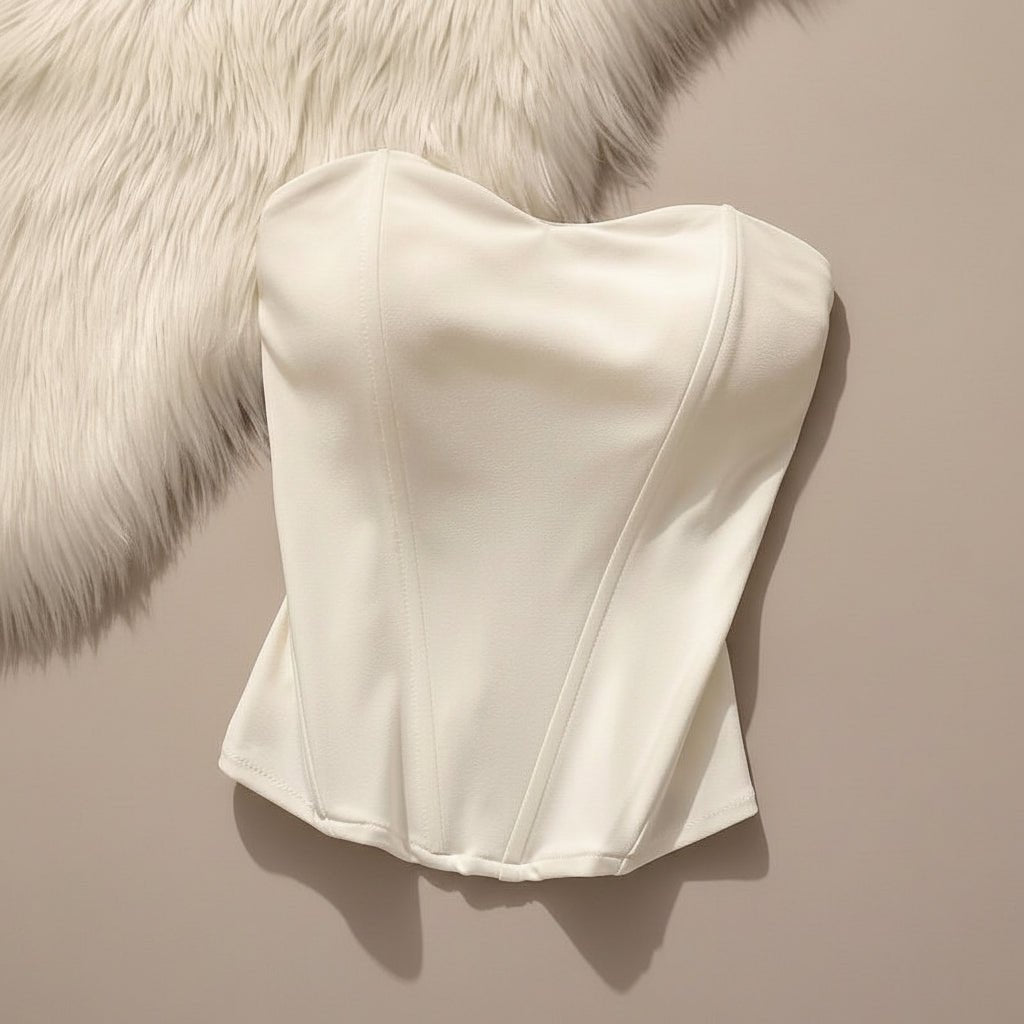 Women’s Strapless Corset Top – Structured Sweetheart Bustier for Elegant Evenings