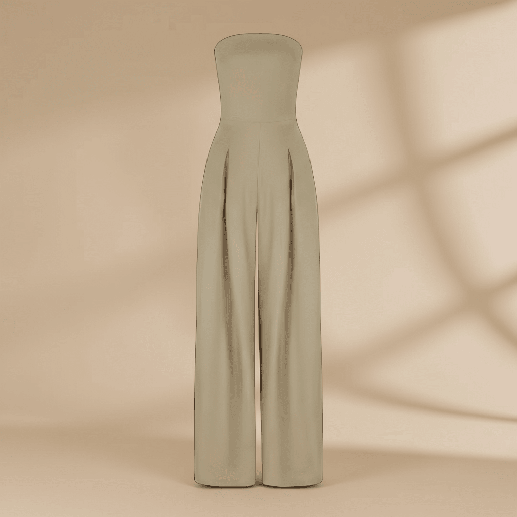 Women’s Strapless Wide - Leg Jumpsuit – Sculpted Bodice with Fluid, Elegant Drape