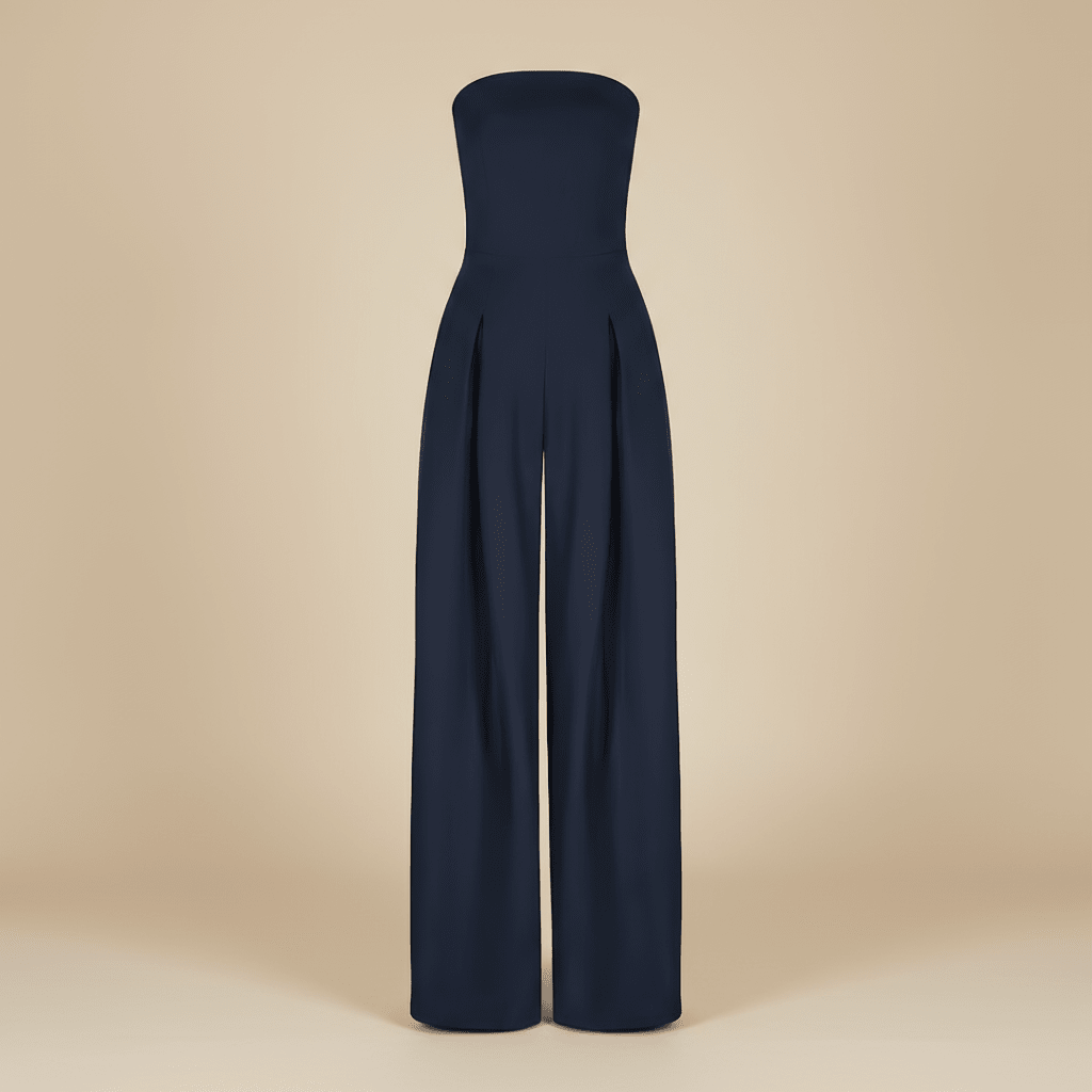 Women’s Strapless Wide - Leg Jumpsuit – Sculpted Bodice with Fluid, Elegant Drape