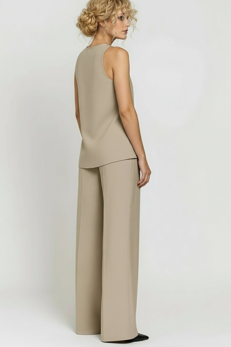 Women’s Tailored Two - Piece Set – Long Fitted Vest and Straight - Leg Pants