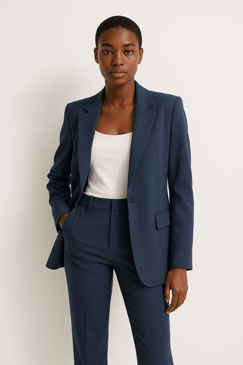 Women’s Two - Piece Pants Suit with Tailored Blazer and Straight - Leg Trousers