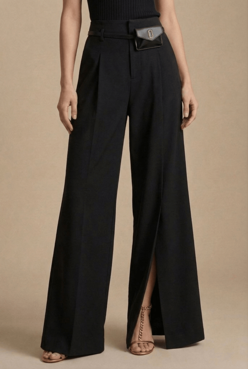 Women’s Wide Leg Pants with Elastic Waistband and Side Pockets