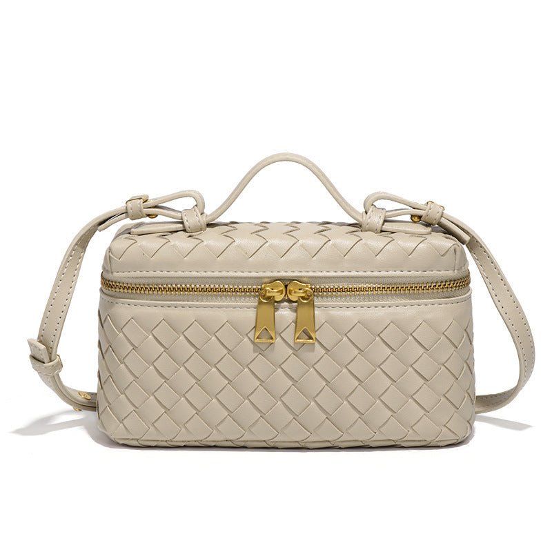 Women’s Woven Shoulder Bag – Structured Compact Silhouette with Top Handle