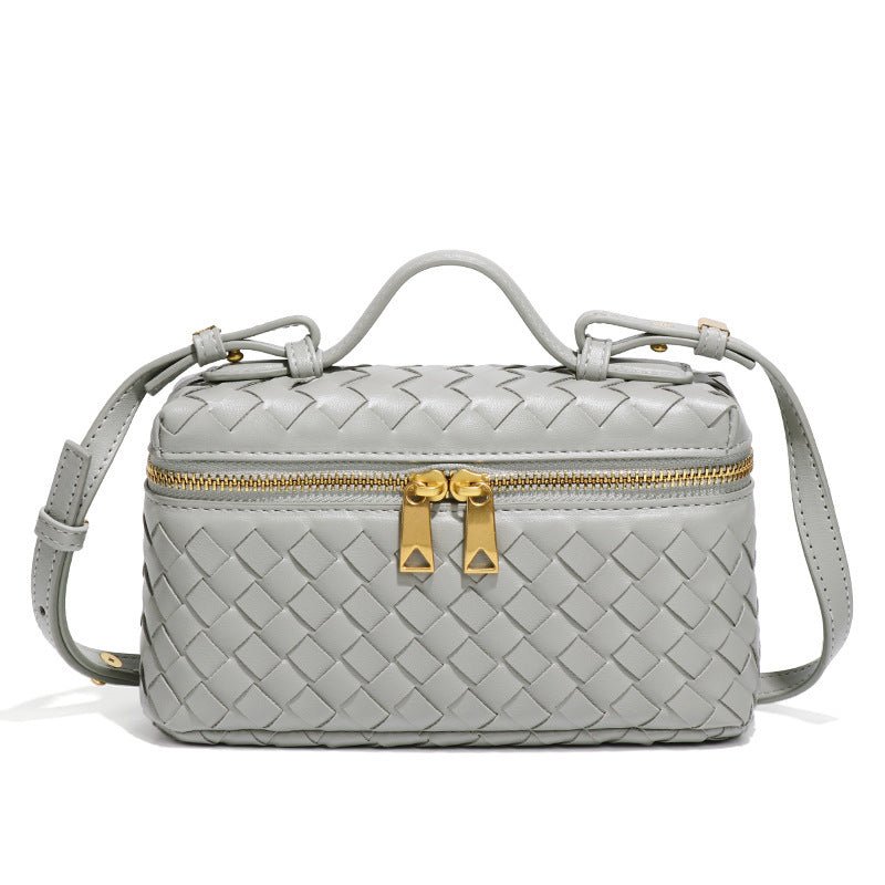 Women’s Woven Shoulder Bag – Structured Compact Silhouette with Top Handle