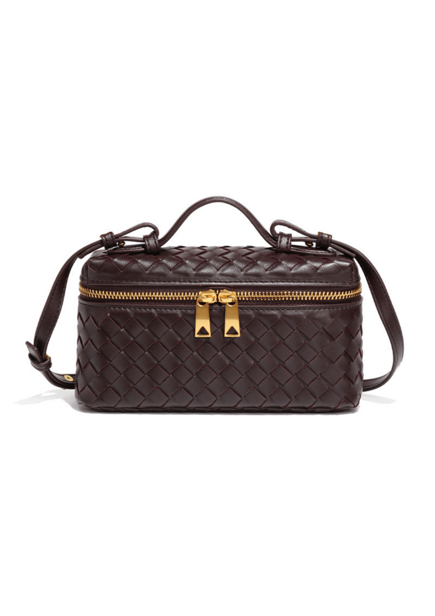 Women’s Woven Shoulder Bag – Structured Compact Silhouette with Top Handle