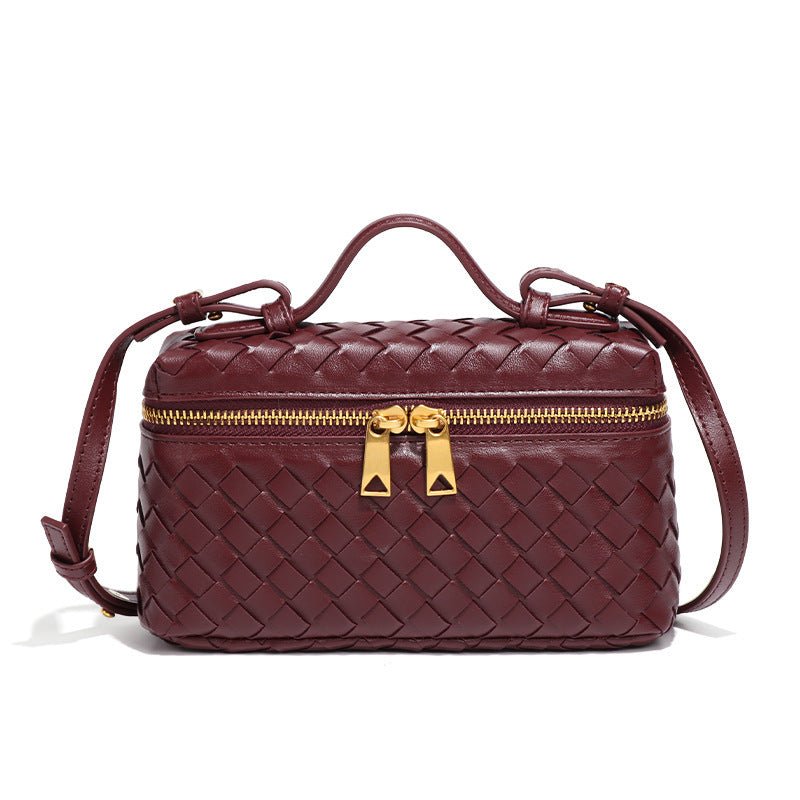 Women’s Woven Shoulder Bag – Structured Compact Silhouette with Top Handle