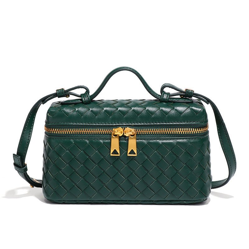 Women’s Woven Shoulder Bag – Structured Compact Silhouette with Top Handle